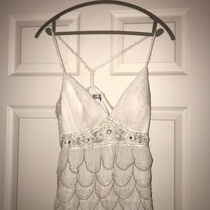 White Scalloped Formal Long Dress